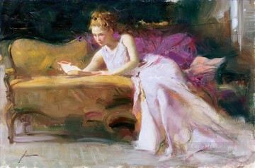 Impressionism Painting - Pino Daeni reading beautiful woman lady